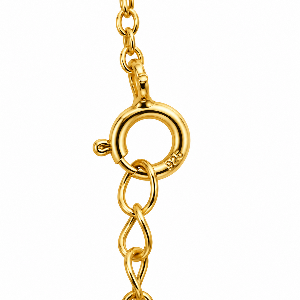 S925 Sterling Silver CZ Heart & Leaf Ring Bracelet – 18K Gold Plated