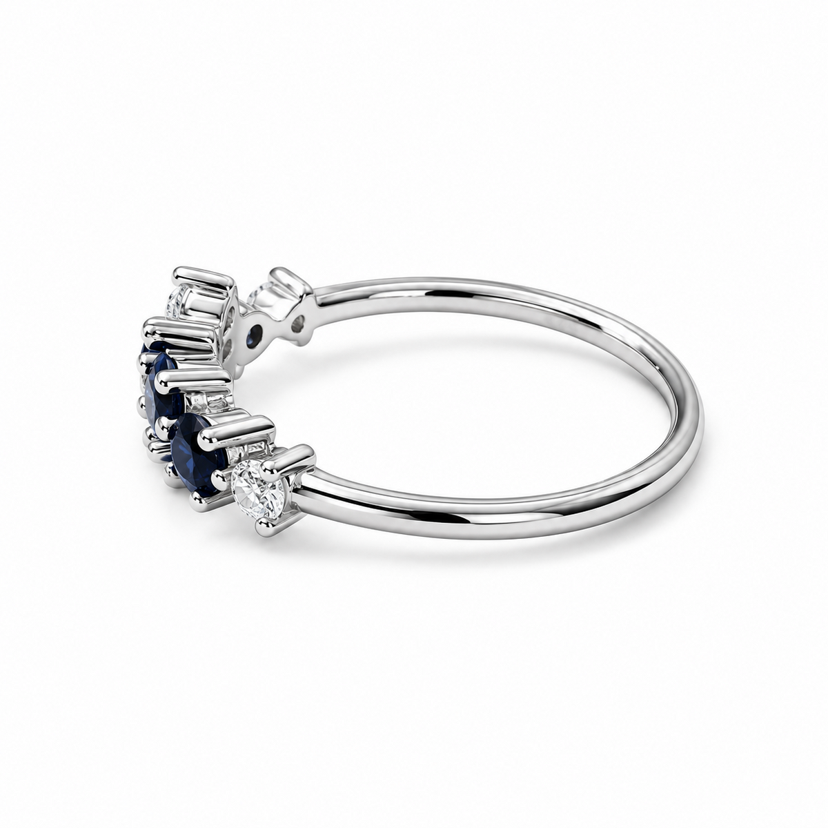 S925 Sterling Silver Blue CZ Birthstone-Inspired Cluster Ring – DR1470
