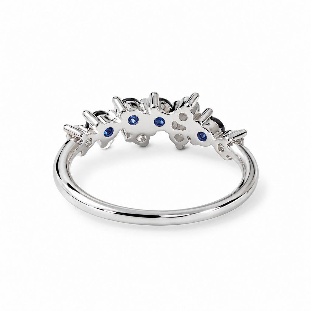 S925 Sterling Silver Blue CZ Birthstone-Inspired Cluster Ring – DR1470