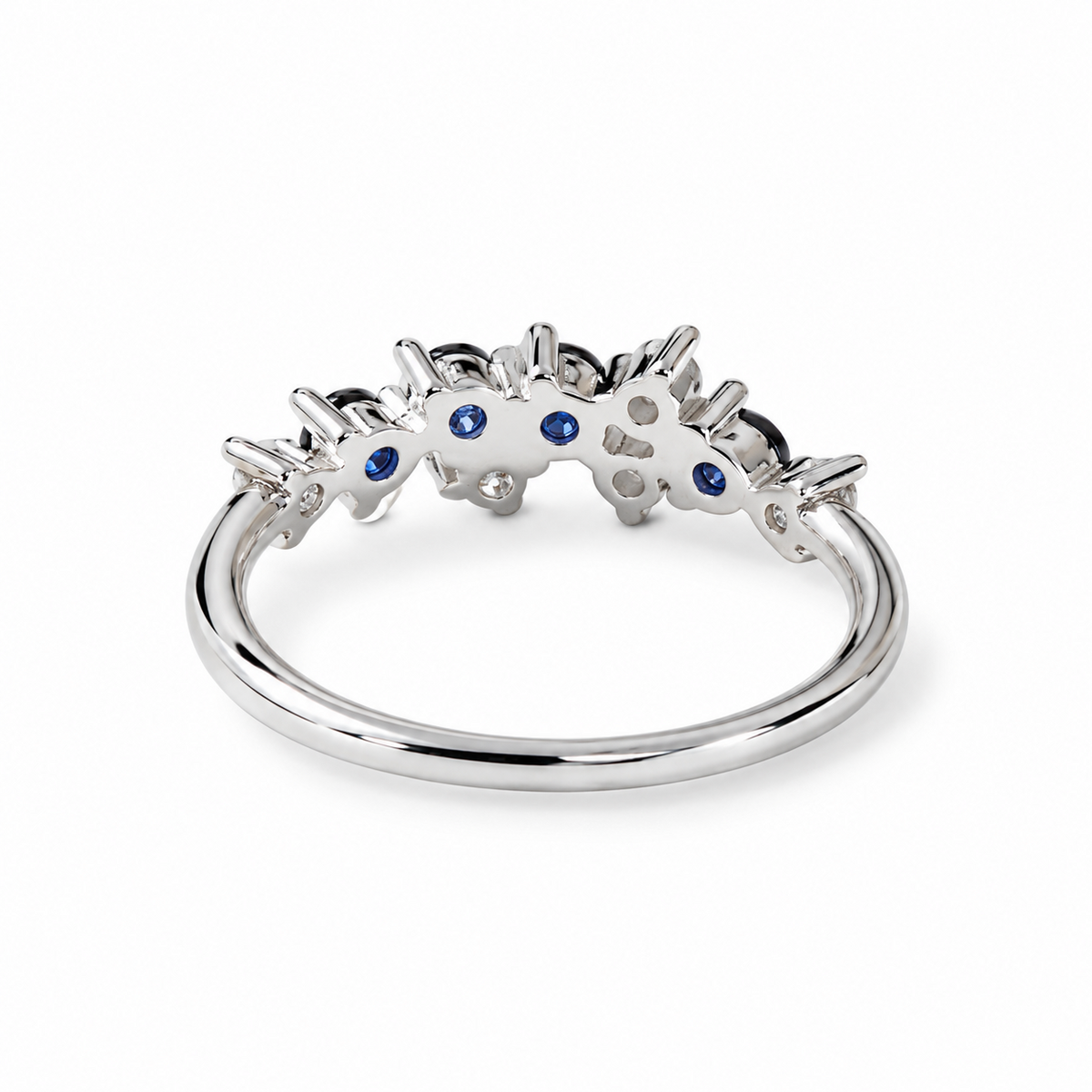 S925 Sterling Silver Blue CZ Birthstone-Inspired Cluster Ring – DR1470