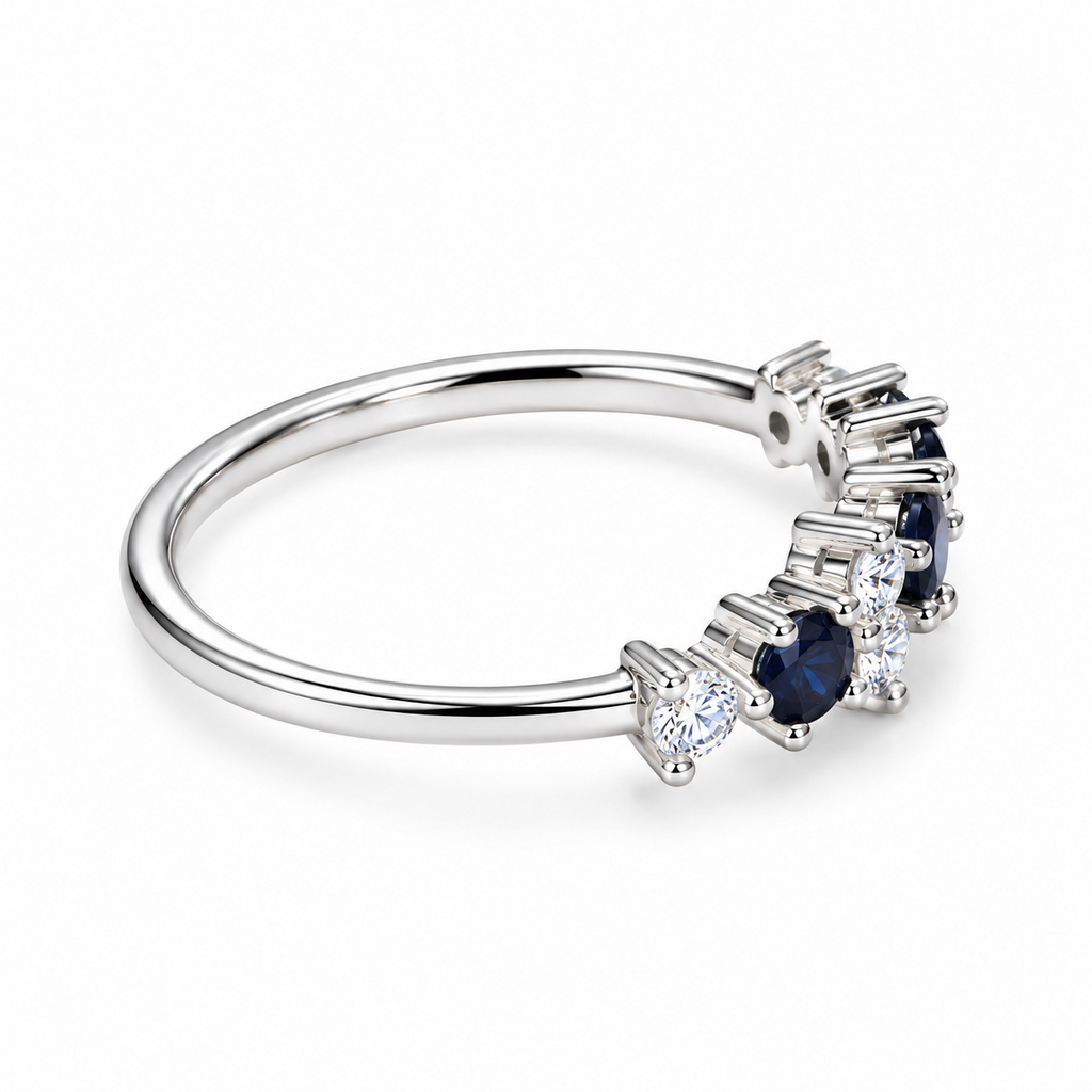 S925 Sterling Silver Blue CZ Birthstone-Inspired Cluster Ring – DR1470