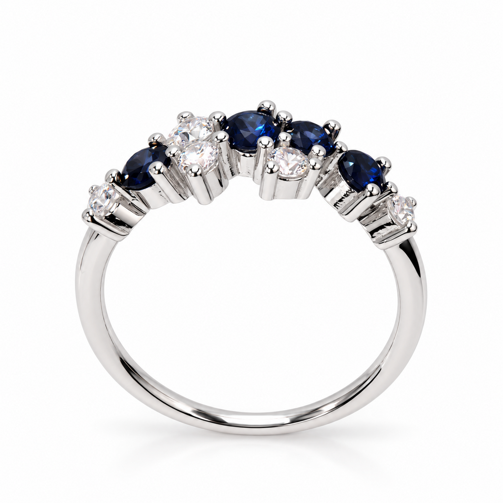 S925 Sterling Silver Blue CZ Birthstone-Inspired Cluster Ring – DR1470