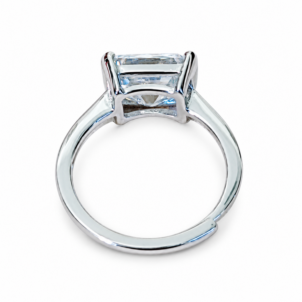 SilverBloom 925 4CT Radiant-Cut Moissanite Adjustable Engagement Ring