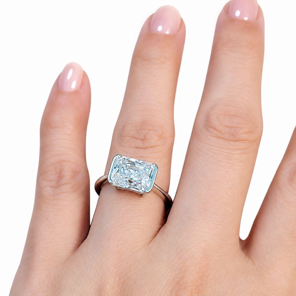 SilverBloom 925 4CT Radiant-Cut Moissanite Adjustable Engagement Ring