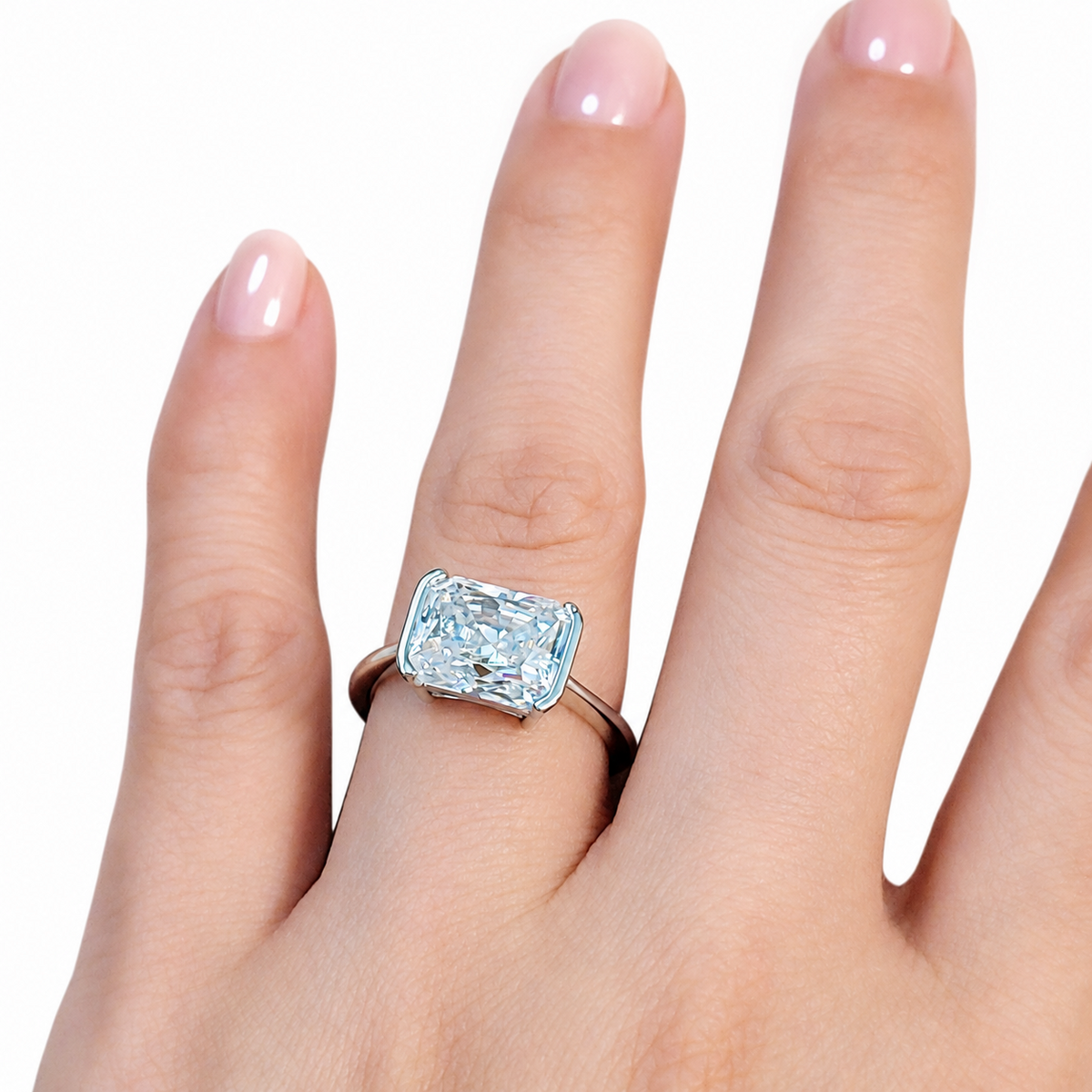 SilverBloom 925 4CT Radiant-Cut Moissanite Adjustable Engagement Ring