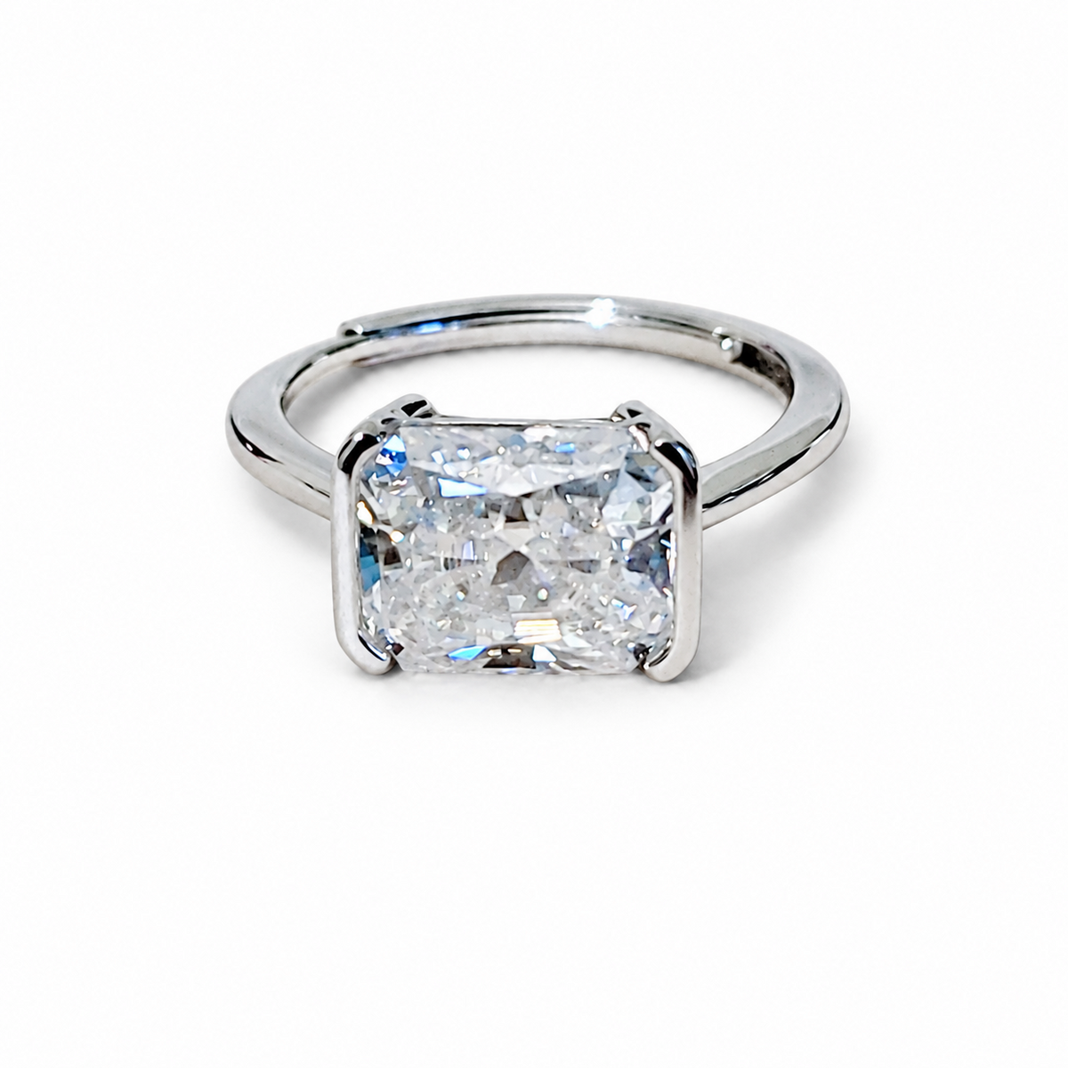 SilverBloom 925 4CT Radiant-Cut Moissanite Adjustable Engagement Ring