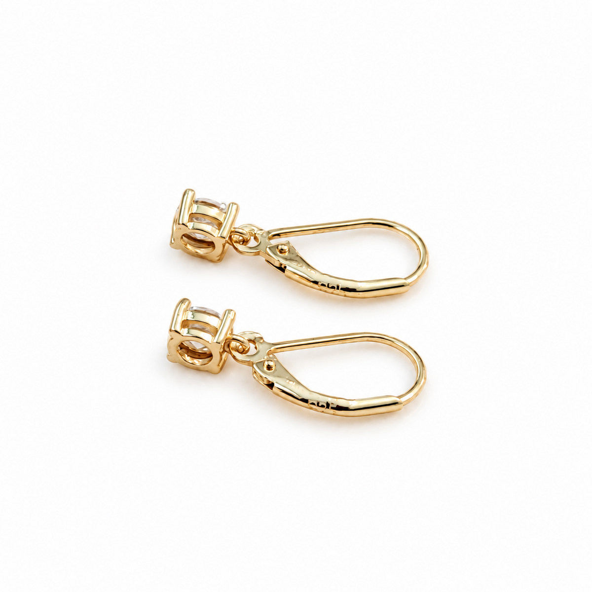 SilverBloom 925 Round Moissanite Dangle Earrings – 14K Gold-Plated Sterling Silver