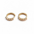 SilverBloom 925 3mm Round Moissanite Huggie Earrings – 14K Gold-Plated Sterling Silver