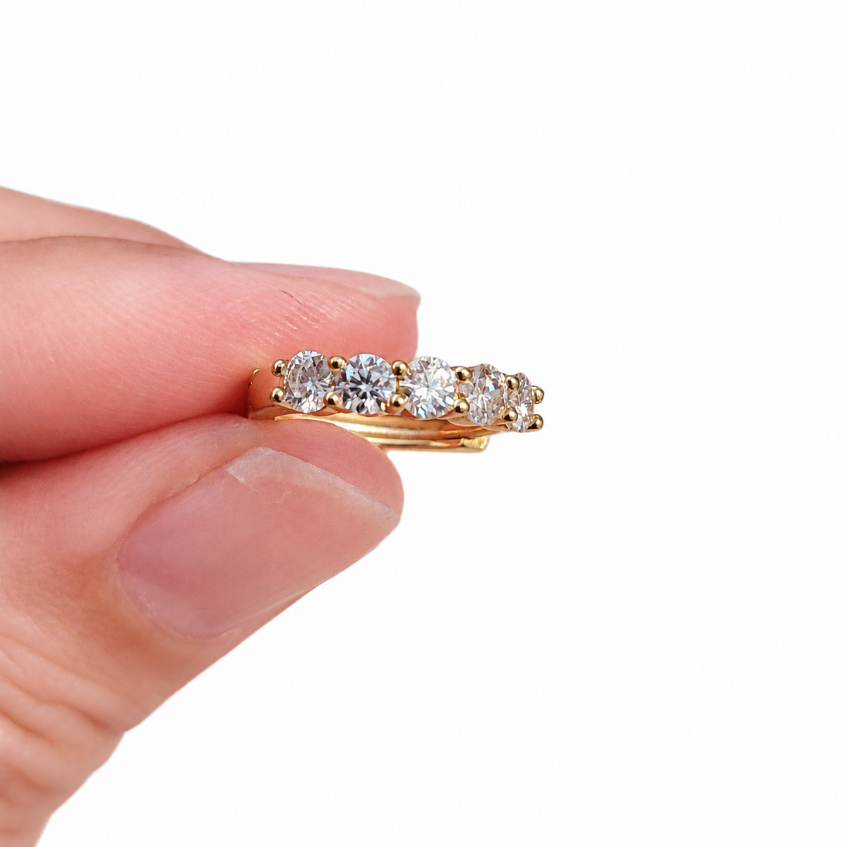 SilverBloom 925 3mm Round Moissanite Huggie Earrings – 14K Gold-Plated Sterling Silver