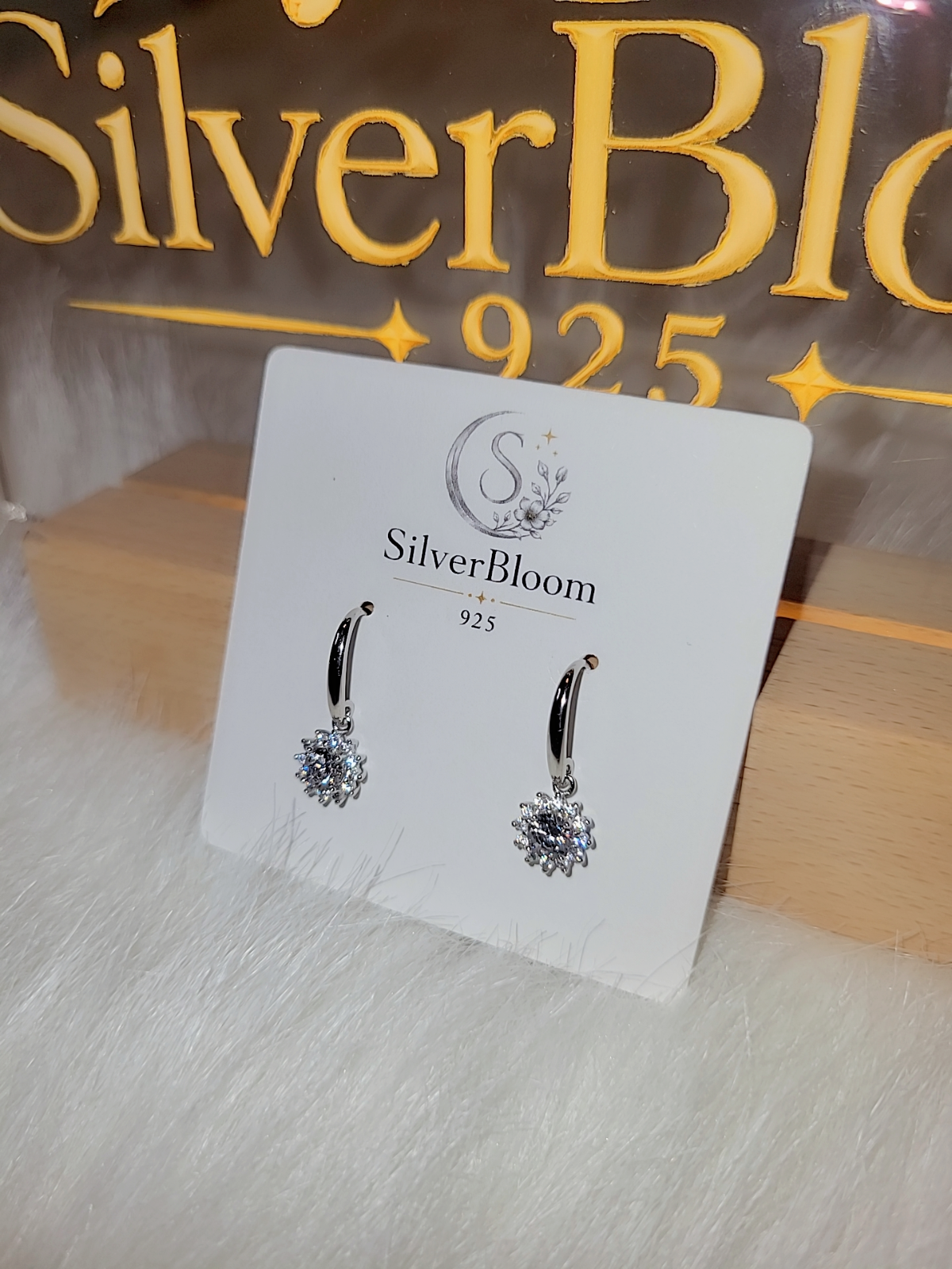 SilverBloom 925 White Gold Filled S925 Sterling Silver Dangle Hook Earrings