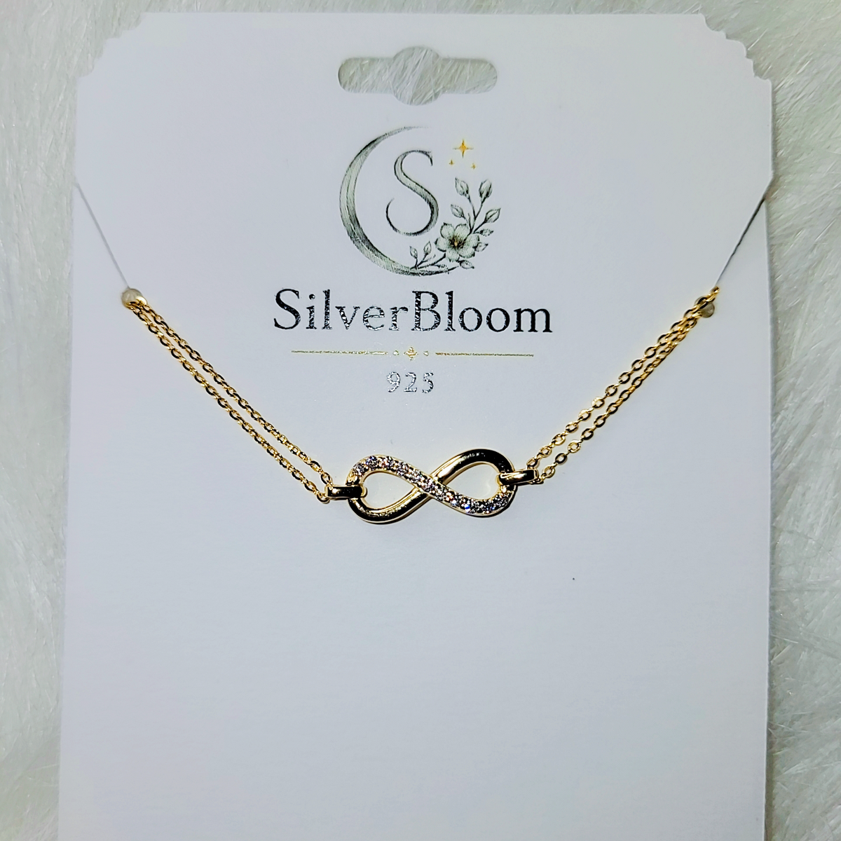 SilverBloom 925 Gold-Tone D Color VVS1 Moissanite Infinity Bracelet