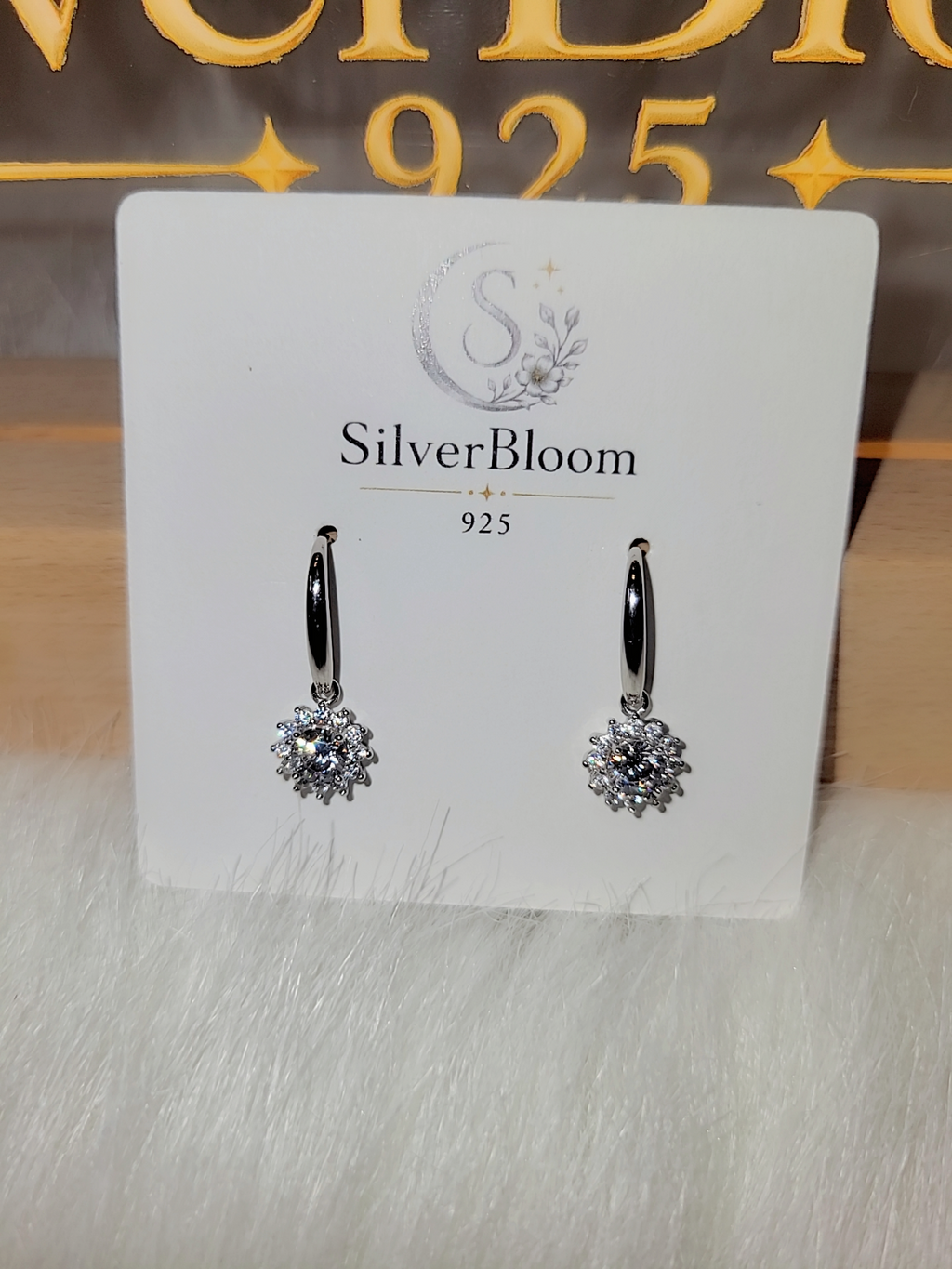 SilverBloom 925 White Gold Filled S925 Sterling Silver Dangle Hook Earrings