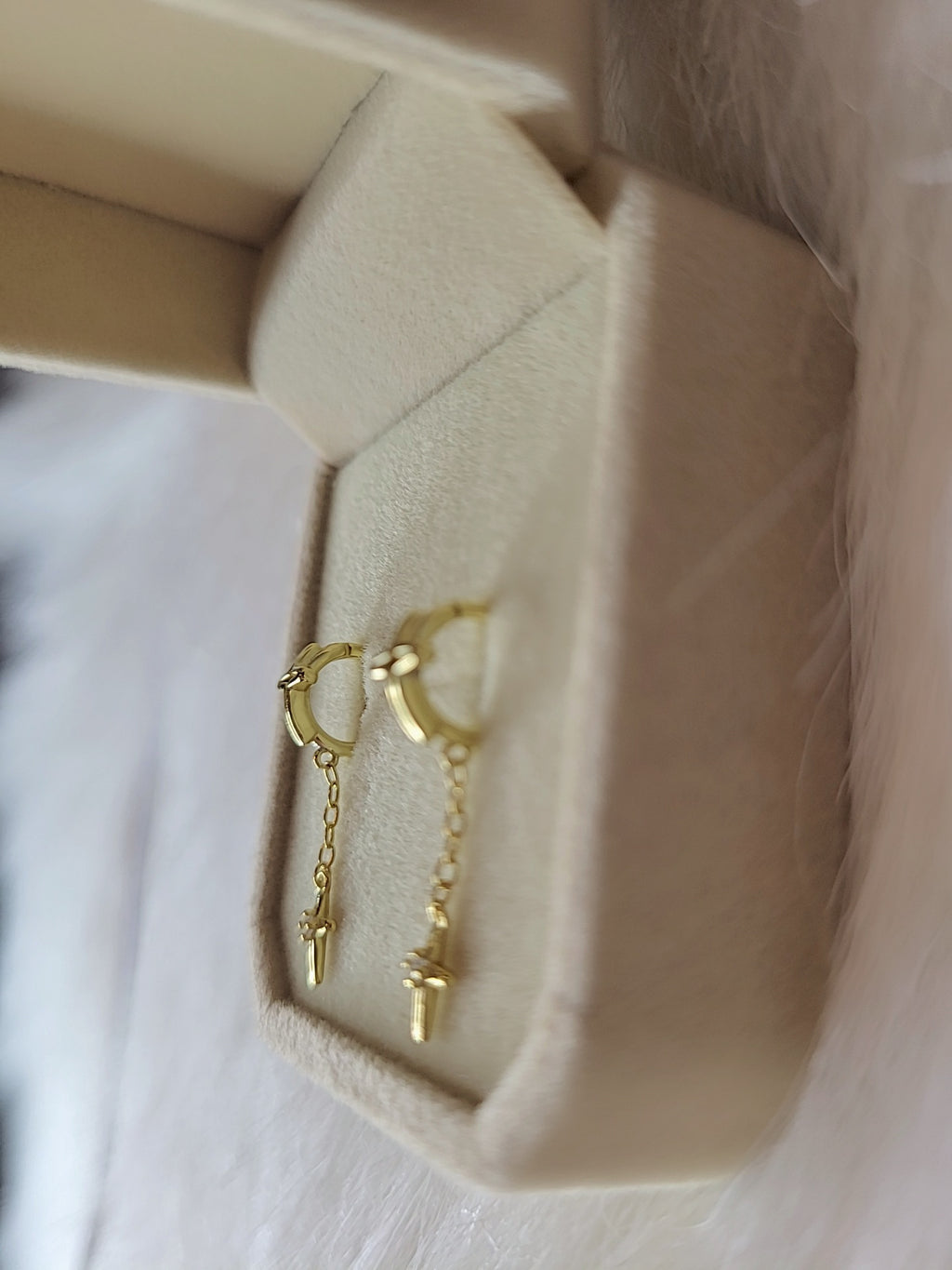 SilverBloom 925 18K Gold-Plated Sterling Silver Cross Drop Huggie Earrings