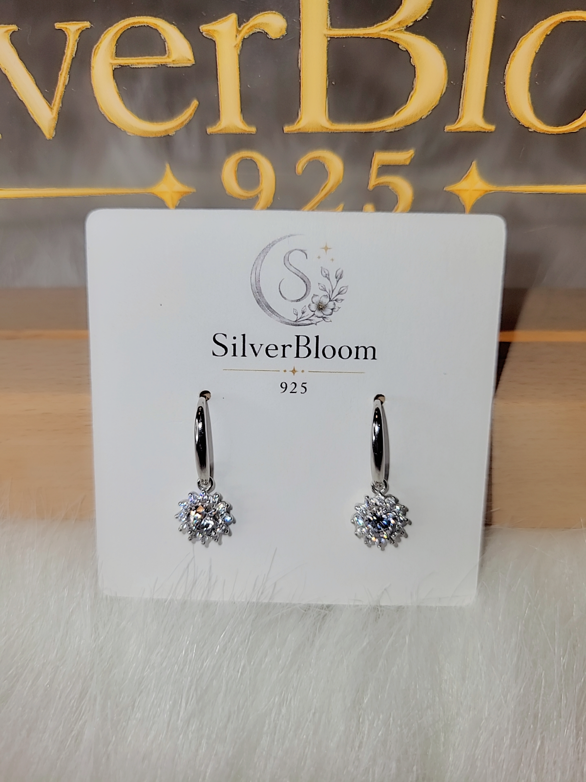 SilverBloom 925 White Gold Filled S925 Sterling Silver Dangle Hook Earrings