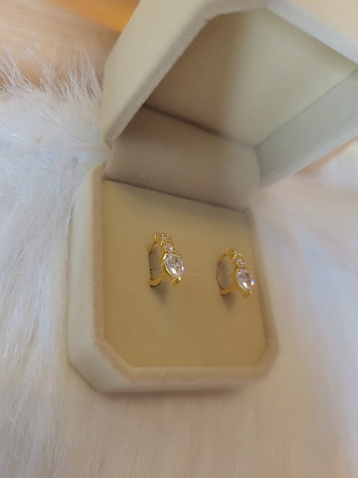 SilverBloom 925 18K Gold-Plated Teardrop CZ Huggie Earrings