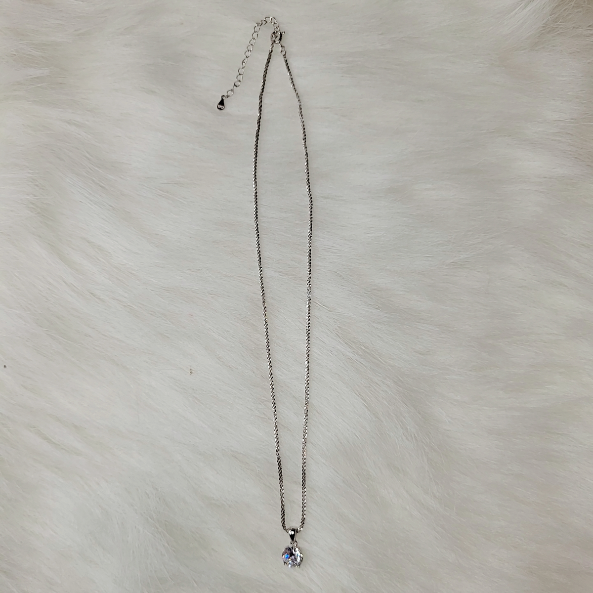 SilverBloom 925 8mm Clear CZ Solitaire Pendant Necklace