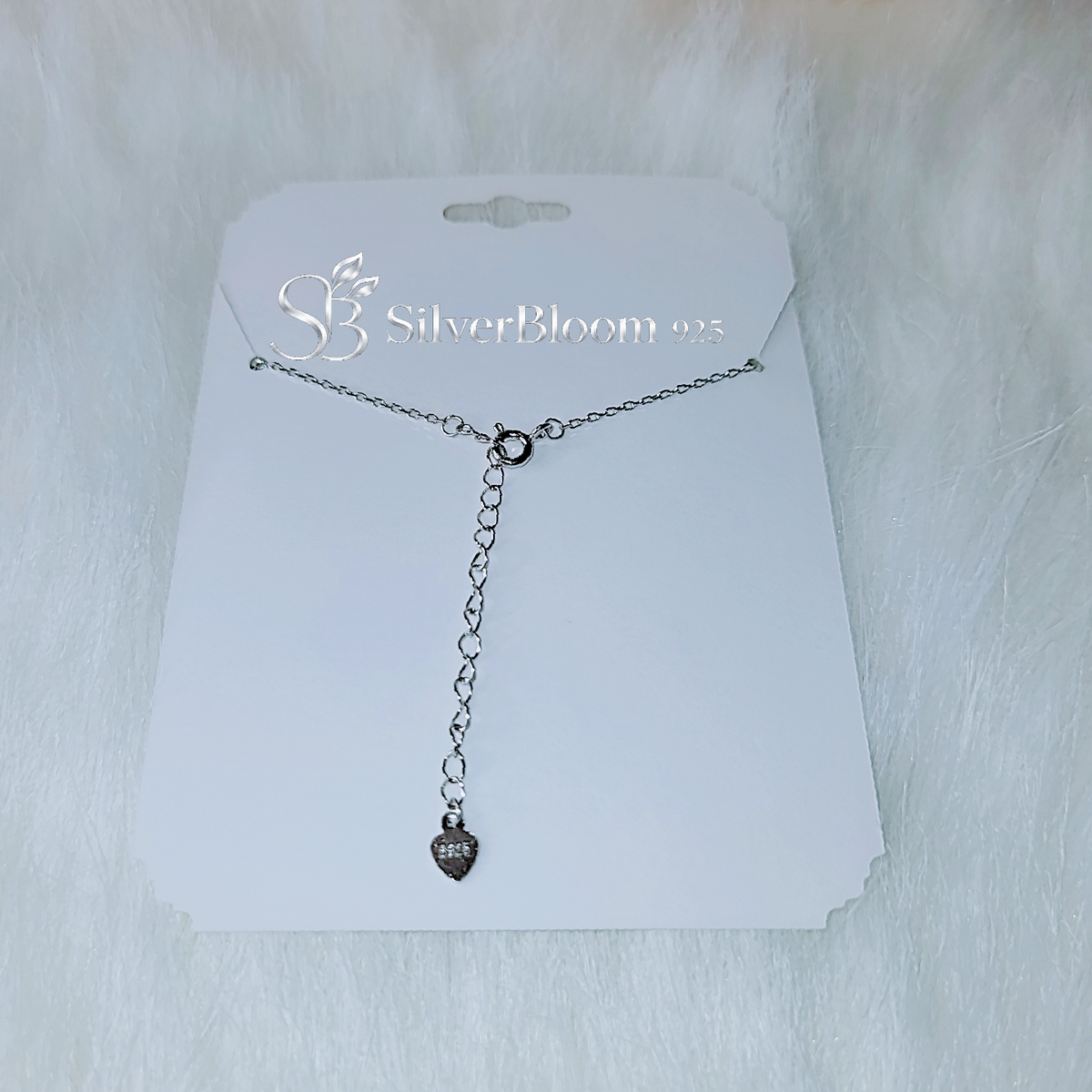 SilverBloom 925 5A Cubic Zirconia Heart Pendant Necklace – Adjustable 16in Sterling Silver