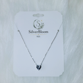 SilverBloom 925 5A Cubic Zirconia Heart Pendant Necklace – Adjustable 16in Sterling Silver