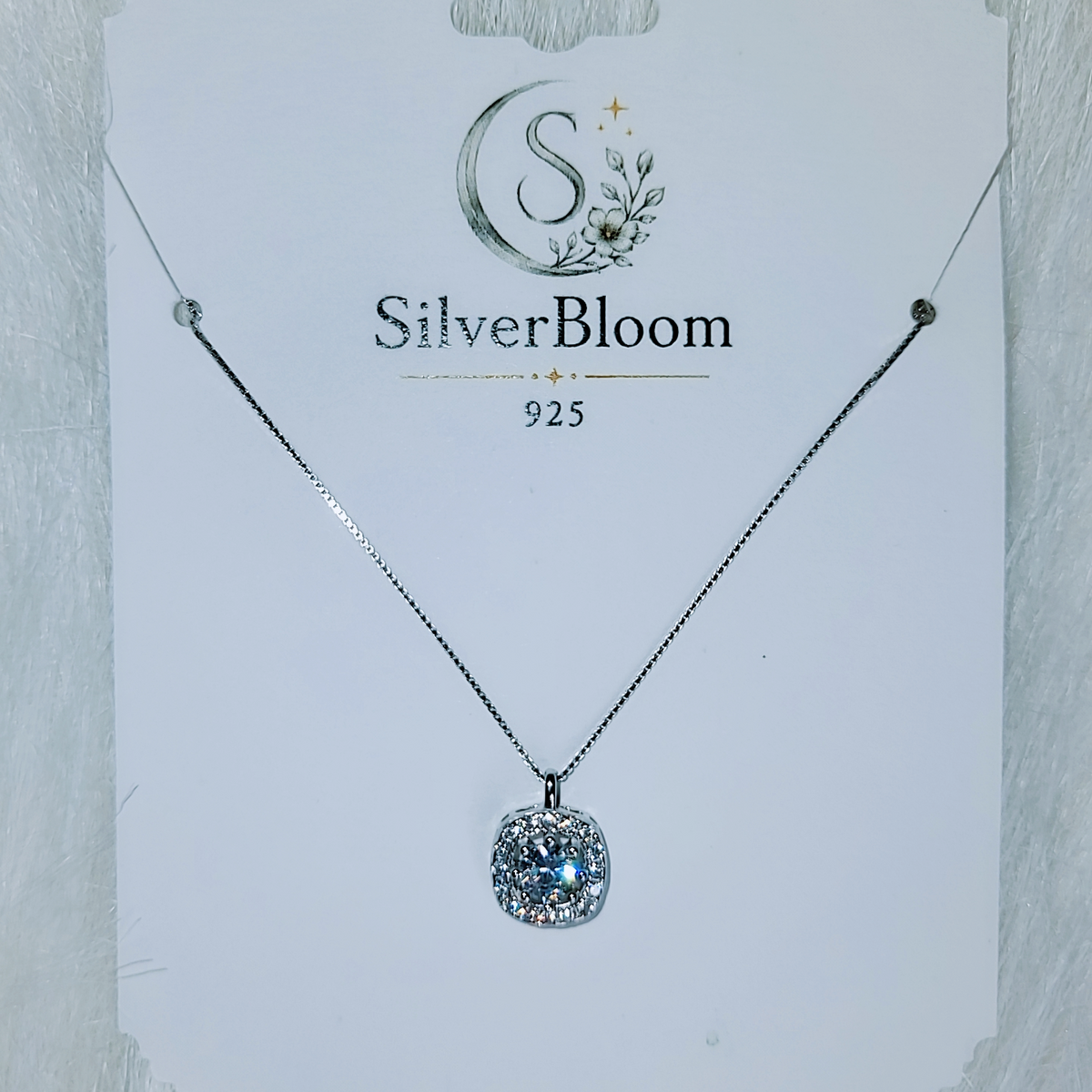 SilverBloom 925 Round-Cut Cubic Zirconia Pendant Necklace – Rhodium-Plated Sterling Silver