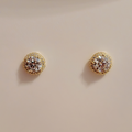 SilverBloom 925 6.5mm Round Moissanite Stud Earrings – 14K Gold-Plated Sterling Silver