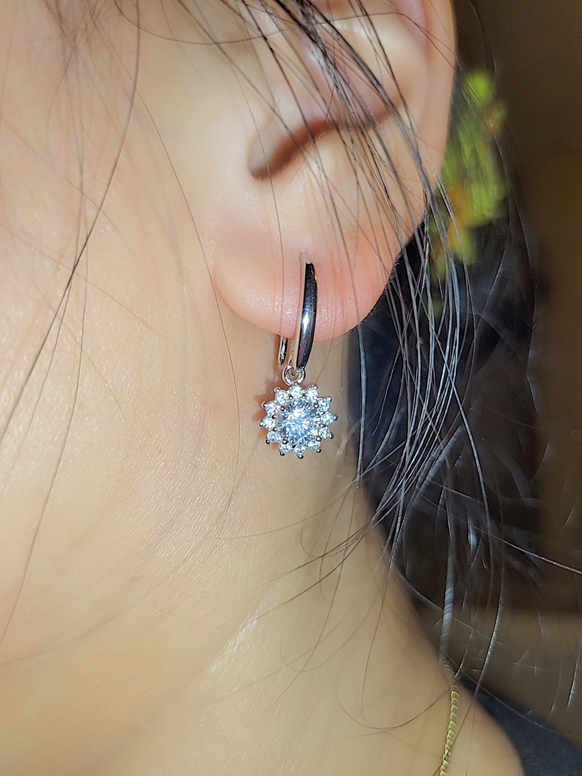 SilverBloom 925 White Gold Filled S925 Sterling Silver Dangle Hook Earrings