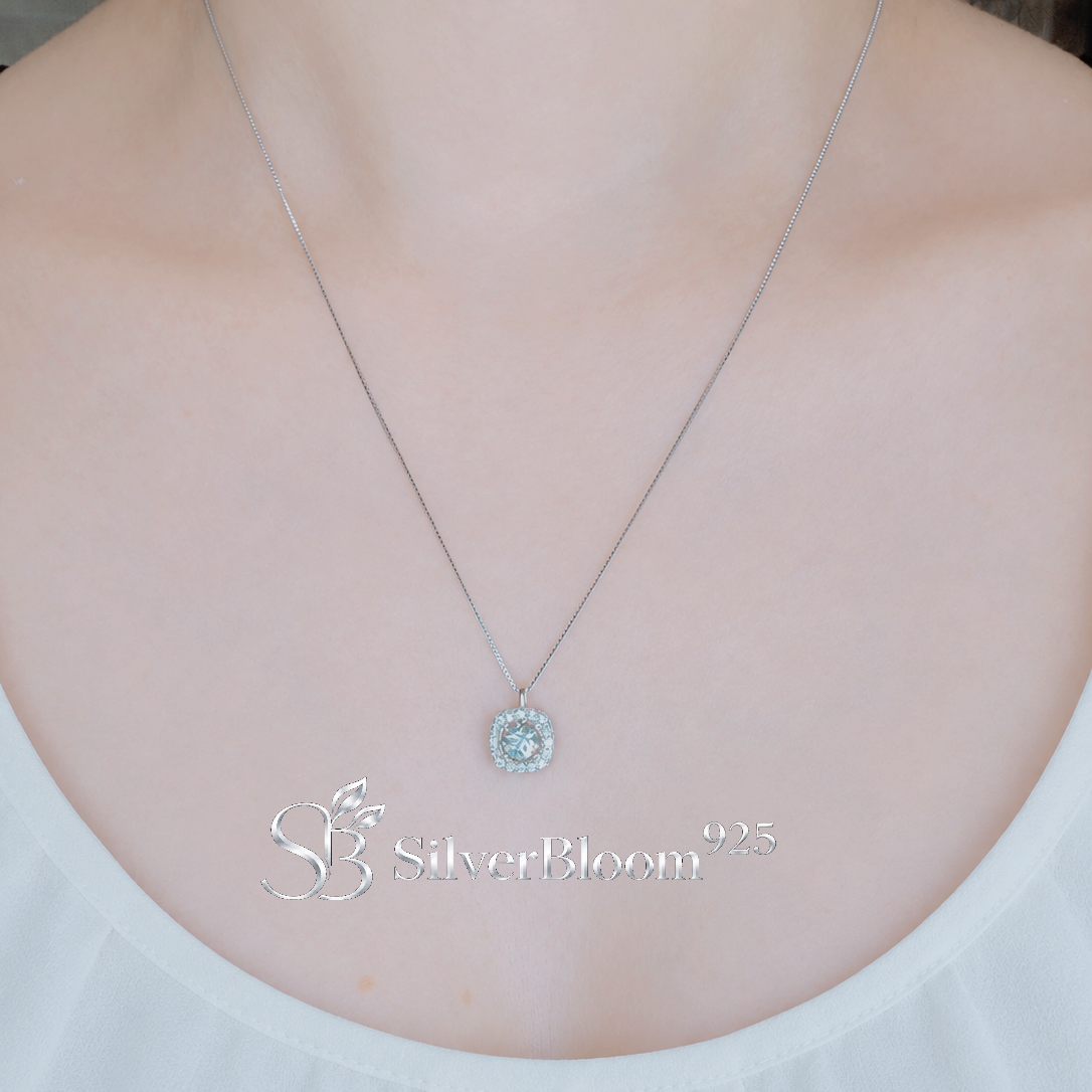 SilverBloom 925 Round-Cut Cubic Zirconia Pendant Necklace – Rhodium-Plated Sterling Silver
