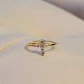 SilverBloom 925 Adjustable Cross Moissanite Ring – 14K Gold-Plated Sterling Silver