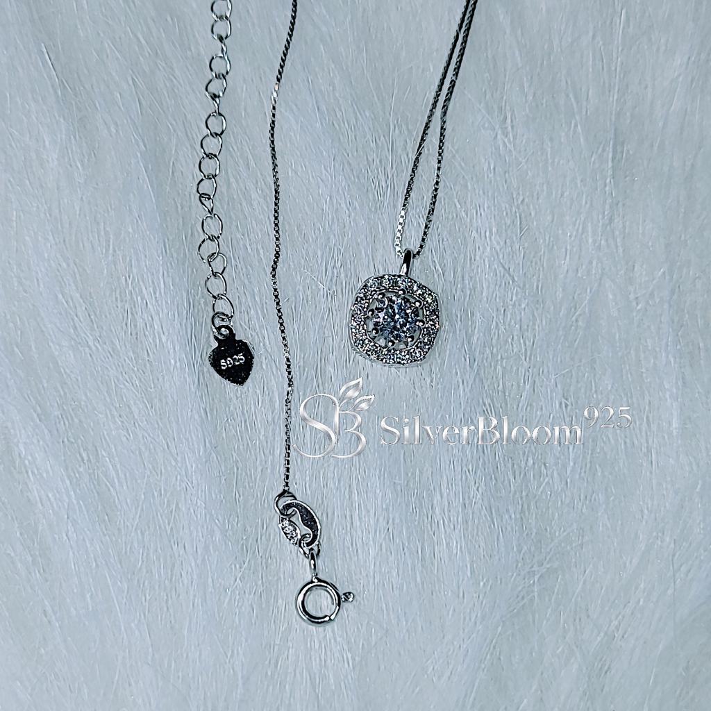 SilverBloom 925 Round-Cut Cubic Zirconia Pendant Necklace – Rhodium-Plated Sterling Silver